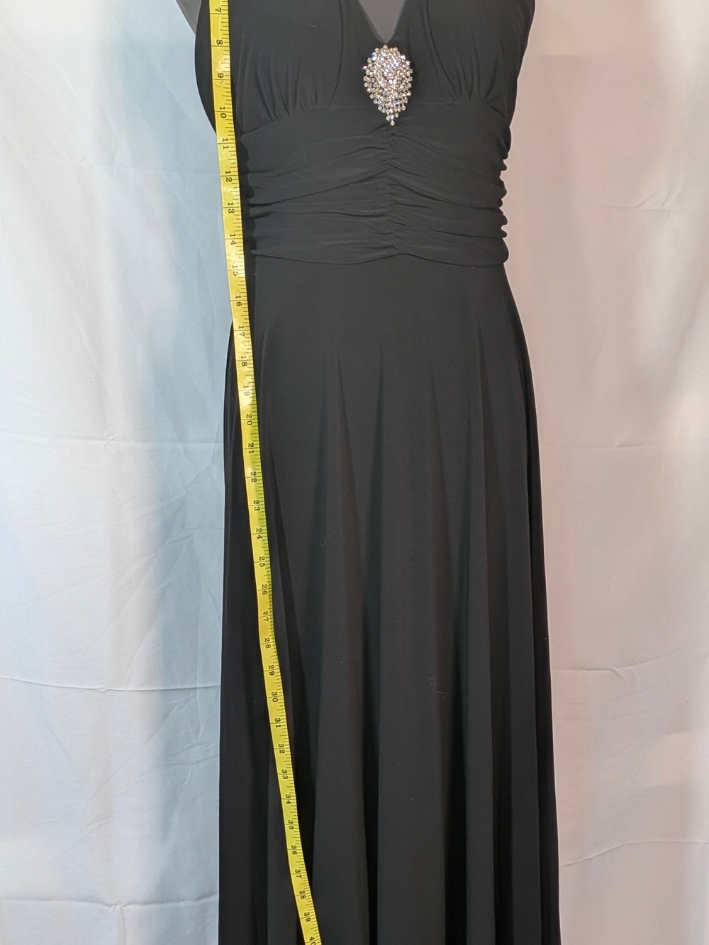 Jessica Howard Black Maxi Dress with Jeweled Accent